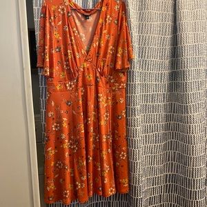TORRID orange dress w/ southern flower design